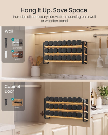 Rotating Spice Rack with 16 Glass Jars White and Bamboo - image 12