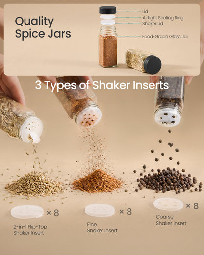 Rotating Spice Rack with 16 Glass Jars White and Bamboo - image 14