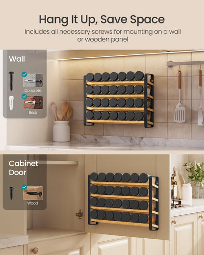 Rotating Spice Rack with 16 Glass Jars White and Bamboo - image 20