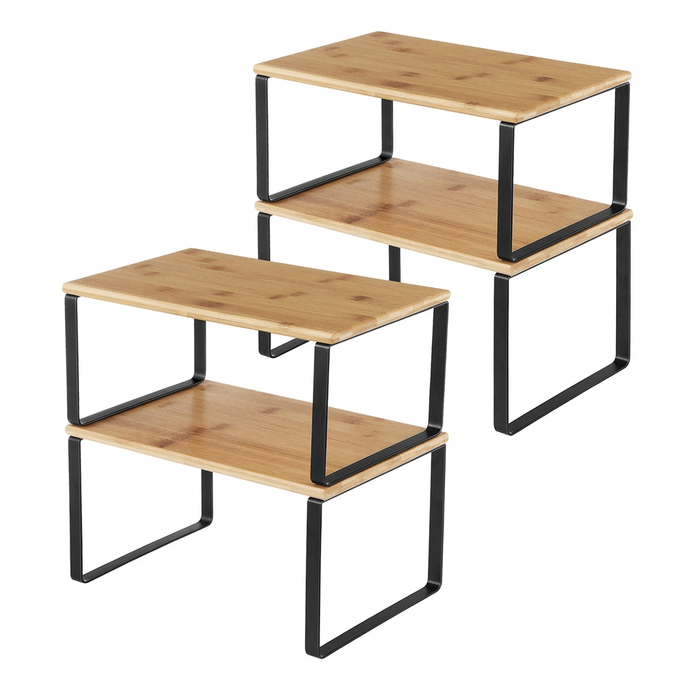 Cabinet Shelf Organizer, Set of 4 Kitchen Counter Shelves, Stackable