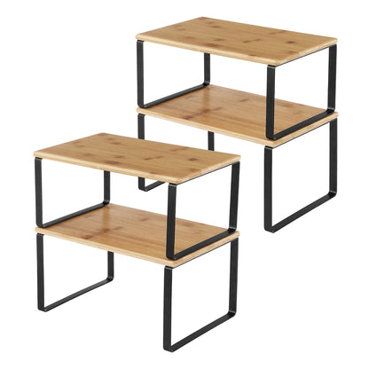 Cabinet Shelf Organizer, Set of 4 Kitchen Counter Shelves, Stackable