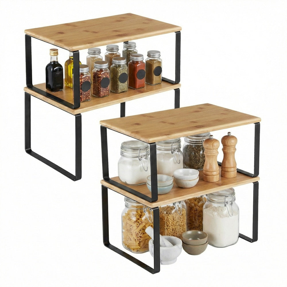 Cabinet Shelf Organizer, Set of 4 Kitchen Counter Shelves, Stackable