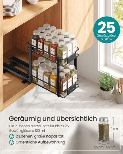 Black 2-Tier Pull-Out Spice Rack