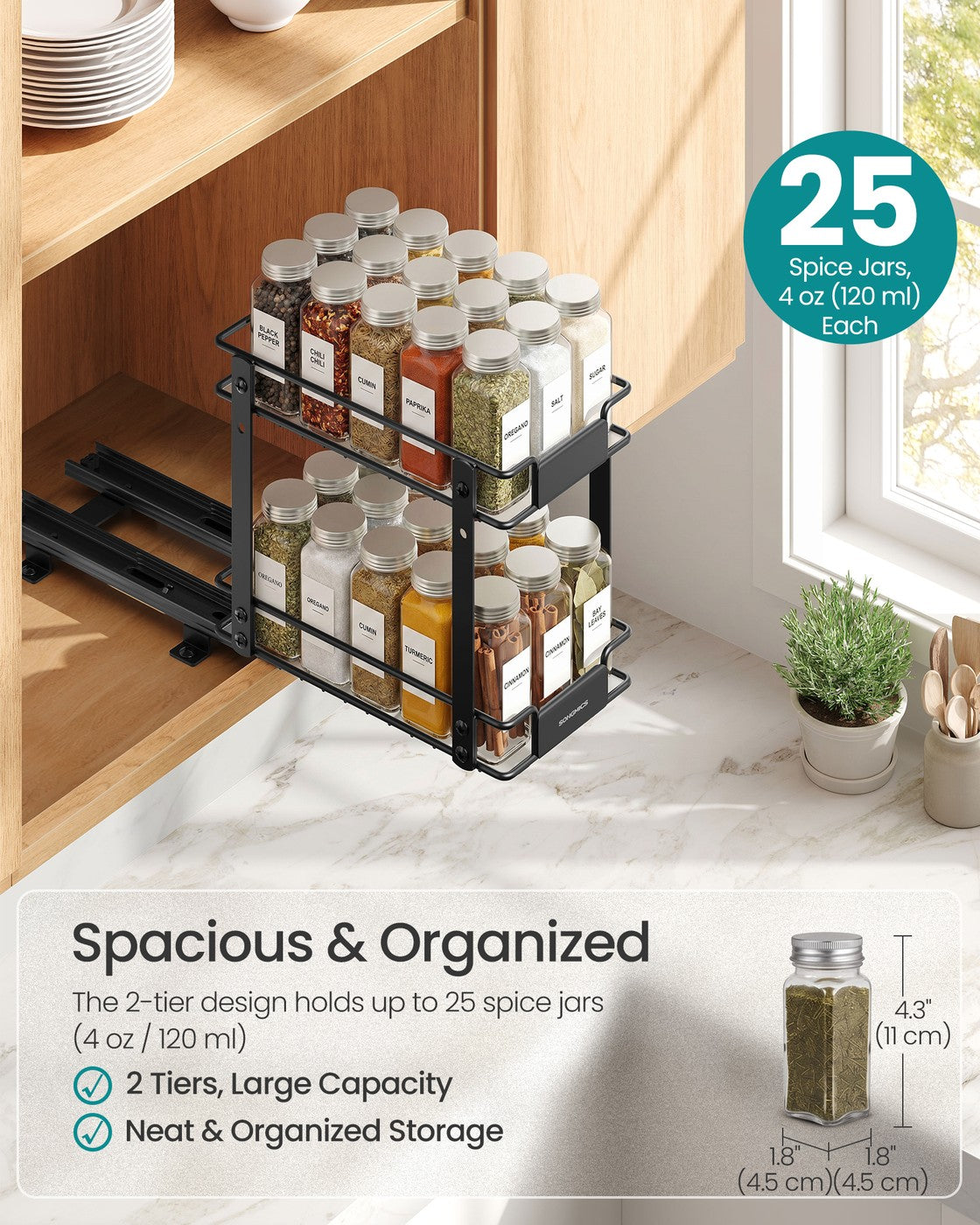 2 Tier Pull Out Spice Rack for inside Cabinets - image 3