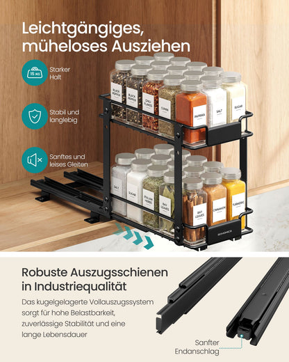 Black 2-Tier Pull-Out Spice Rack