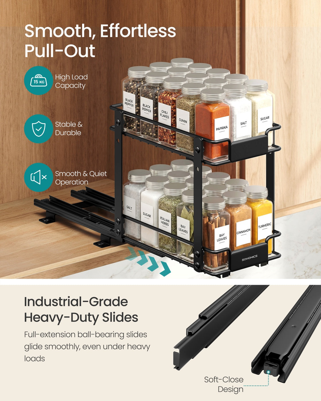 2 Tier Pull Out Spice Rack for inside Cabinets - image 4