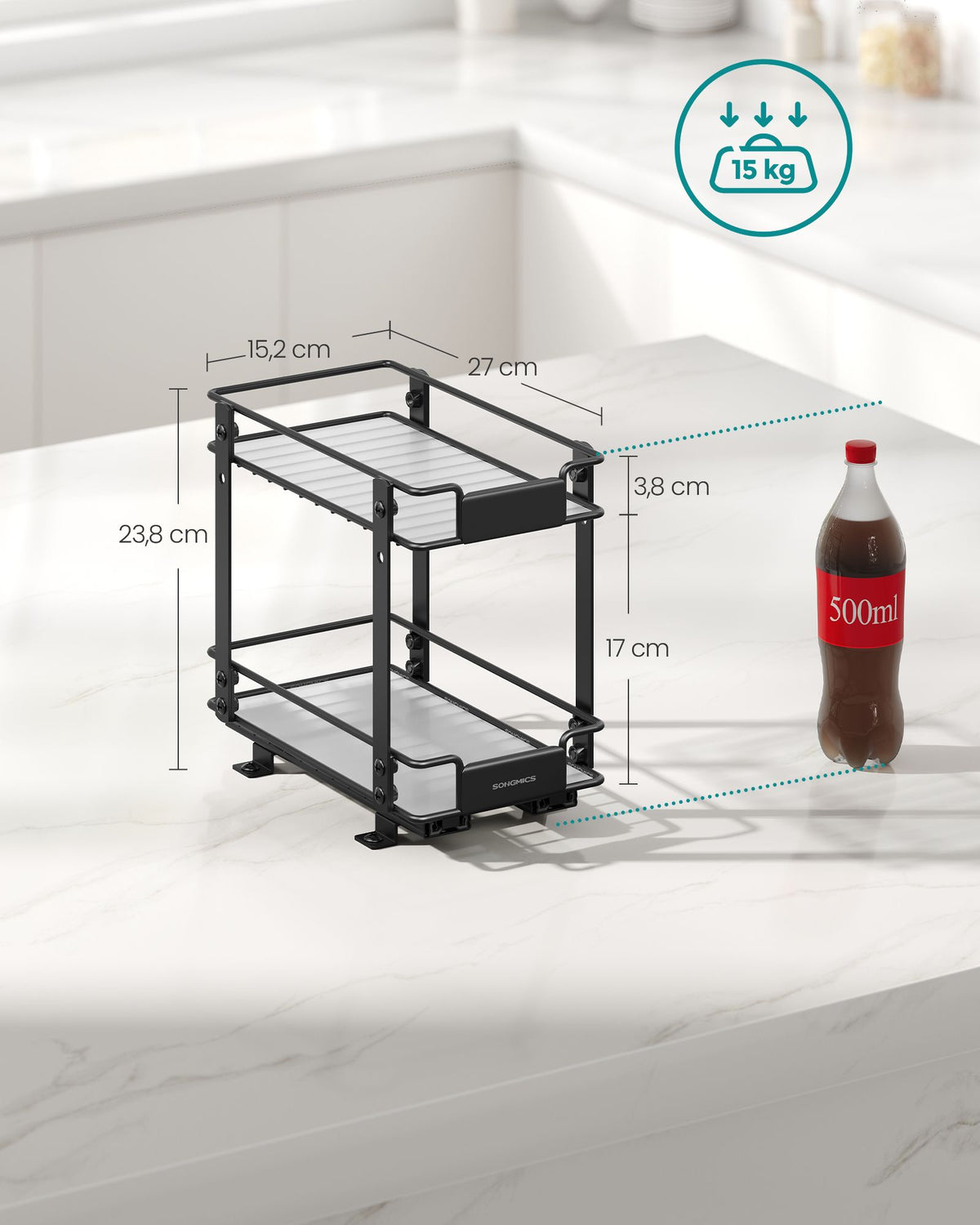 Black 2-Tier Pull-Out Spice Rack