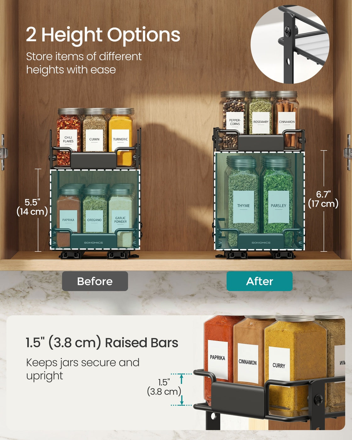 2 Tier Pull Out Spice Rack for inside Cabinets - image 6
