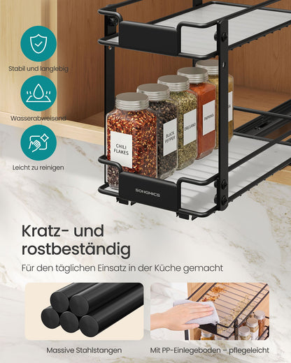 Black 2-Tier Pull-Out Spice Rack