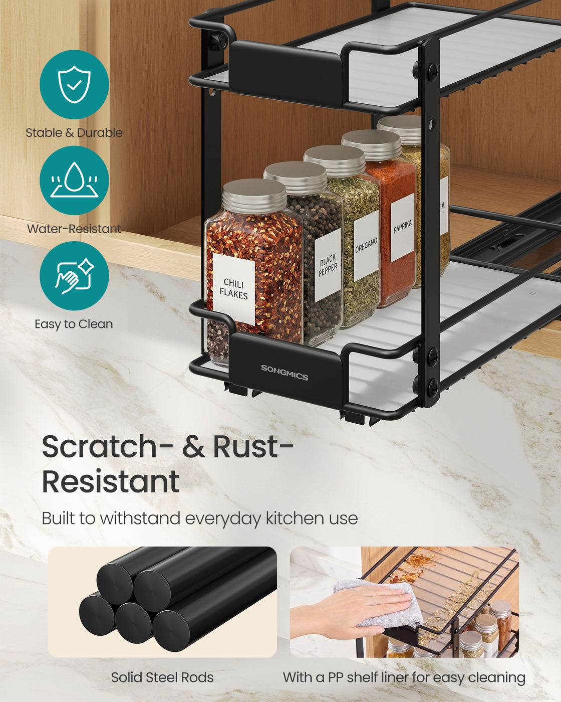 2 Tier Pull Out Spice Rack for inside Cabinets - image 7