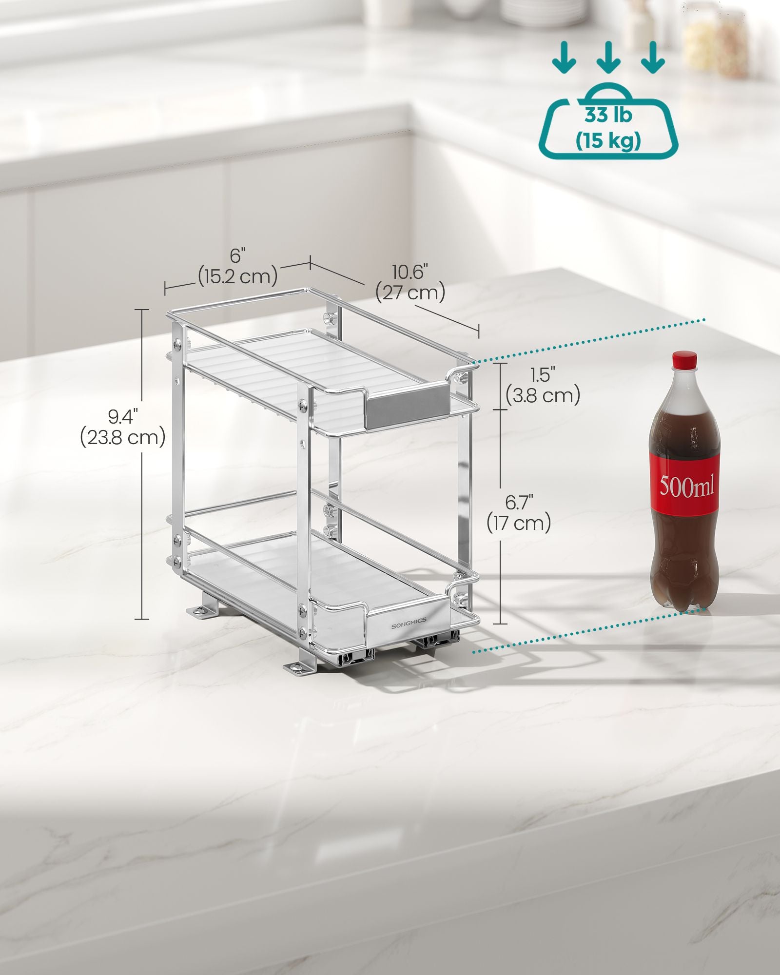 2 Tier Pull Out Spice Rack for inside Cabinets - image 2