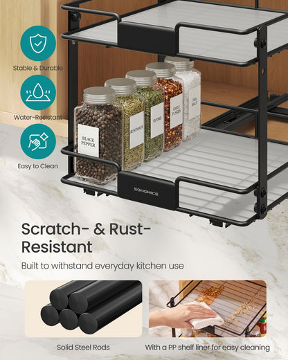 Adjustable Steel Two Tier Pull-Out Spice Rack Black - image 7