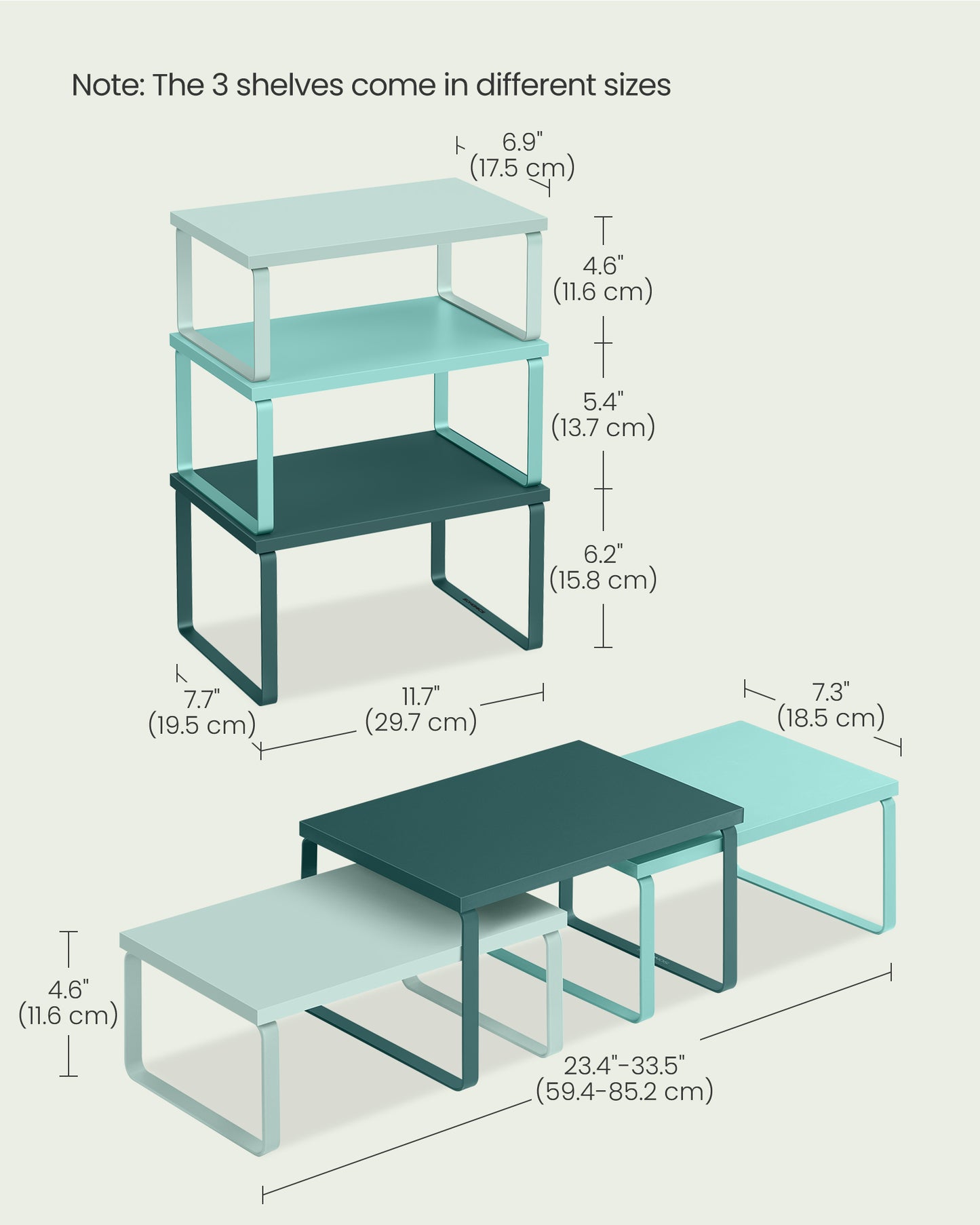 Set of 3 Kitchen Counter Shelves