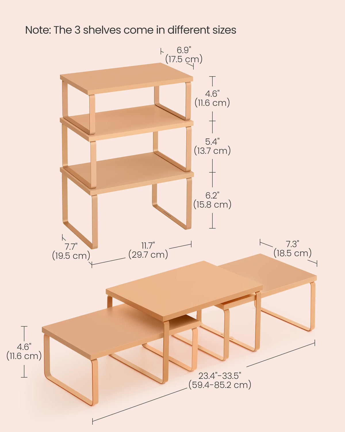 Set of 3 Kitchen Counter Shelves