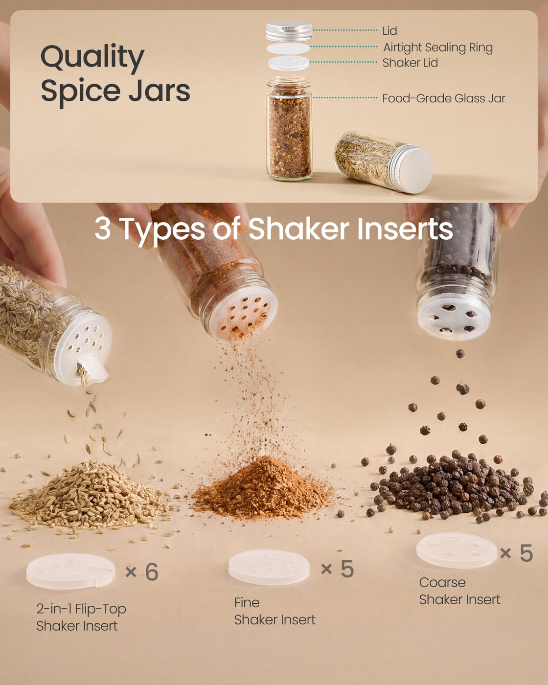 Rotating Spice Rack with 16 Glass Jars White and Bamboo - image 6
