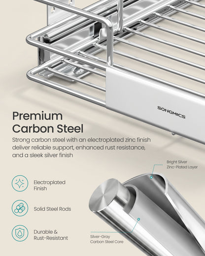 Pull Out Cabinet Organizer, Heavy Duty Steel, Slide Out Shelf, 21.3"x11.6"x5.3", Silver - image 21