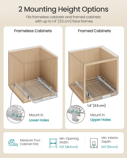 Pull Out Cabinet Organizer, Heavy Duty Steel, Slide Out Shelf, 21.3"x11.6"x5.3", Silver - image 25