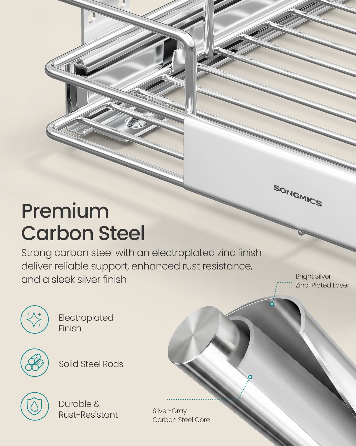 Pull Out Cabinet Organizer, Heavy Duty Steel, Slide Out Shelf, 21.3"x11.6"x5.3", Silver - image 28