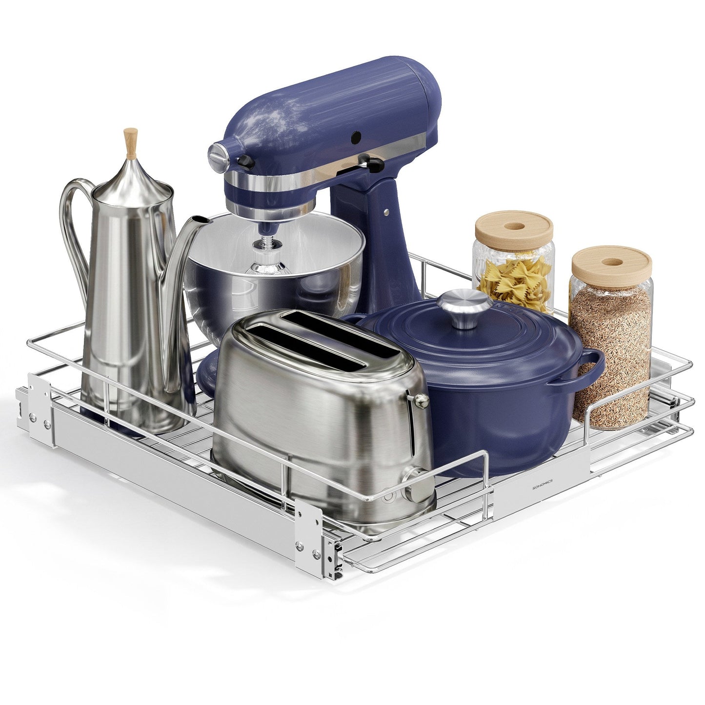 Pull Out Cabinet Organizer, Heavy Duty Steel, Slide Out Shelf, 21.3"x11.6"x5.3", Silver - image 30