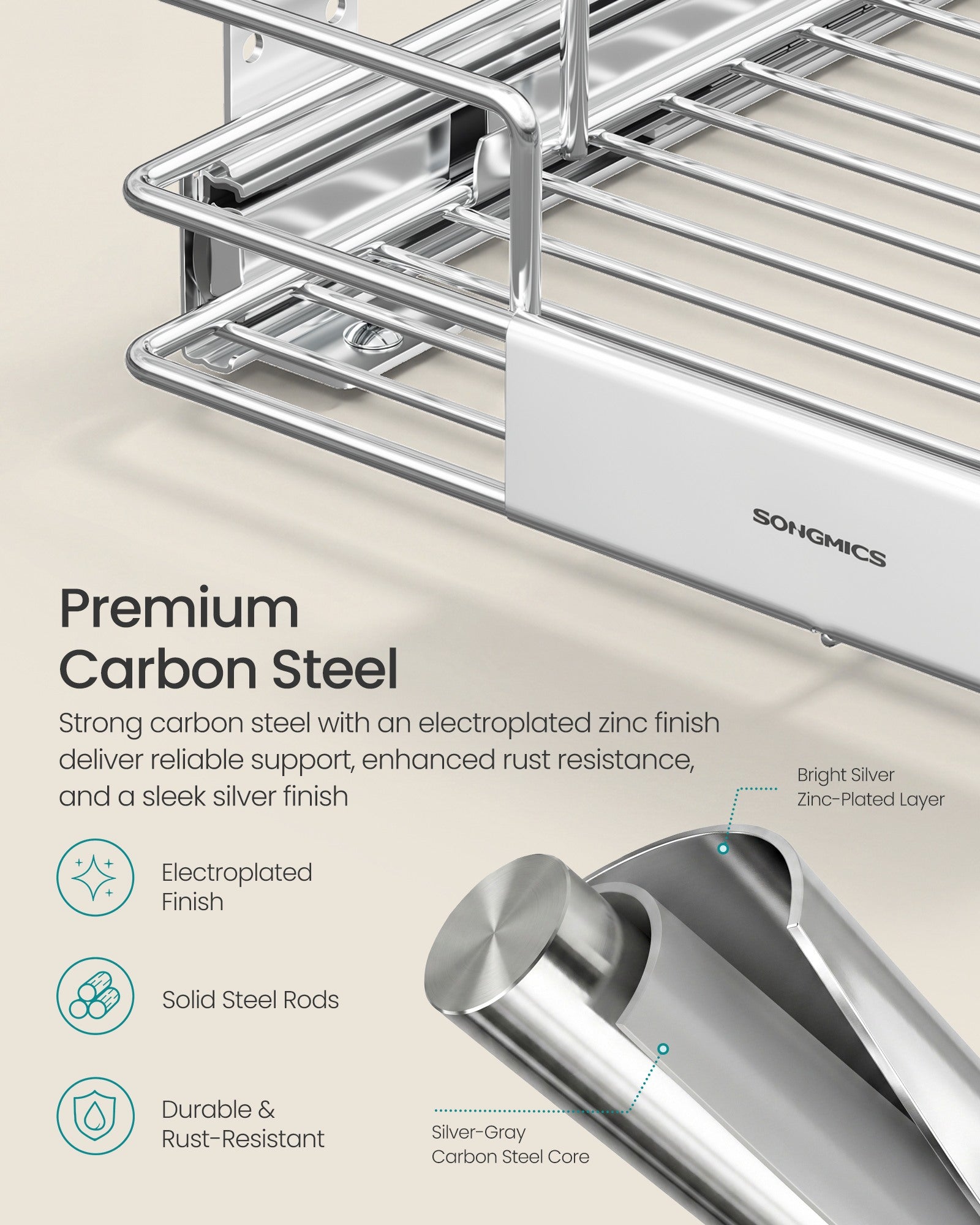 Pull Out Cabinet Organizer, Heavy Duty Steel, Slide Out Shelf, 21.3"x11.6"x5.3", Silver - image 14