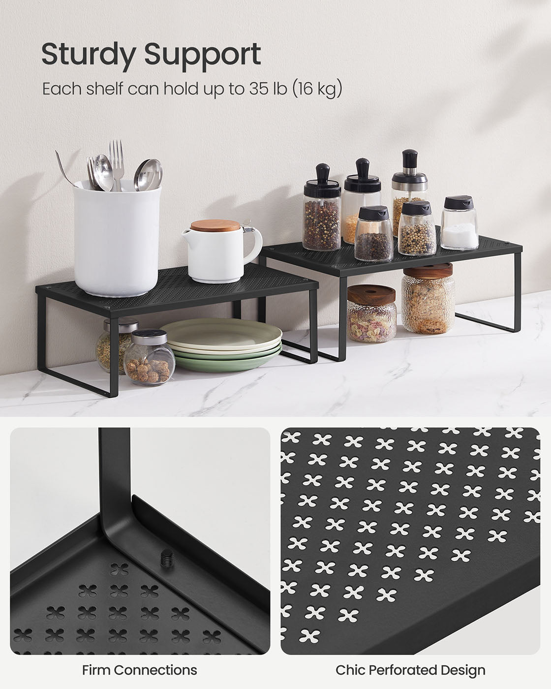 Set of 2 Metal Kitchen Spice Racks - HWLEXTRA 