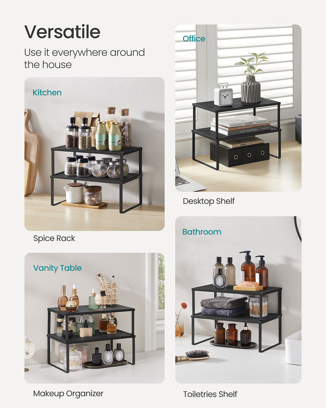 Set of 2 Metal Kitchen Spice Racks - HWLEXTRA 