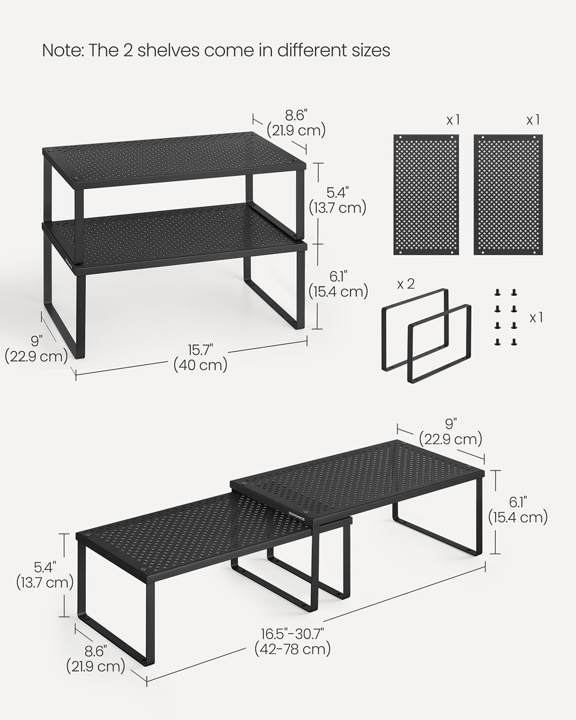 Set of 2 Metal Kitchen Spice Racks - HWLEXTRA 