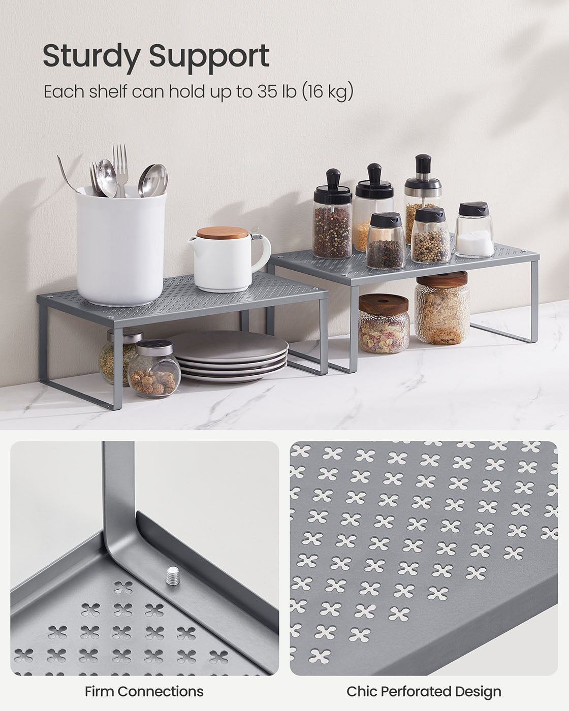 Set of 2 Metal Kitchen Spice Racks - HWLEXTRA 