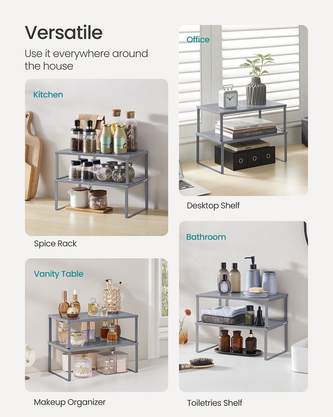 Set of 2 Metal Kitchen Spice Racks - HWLEXTRA 