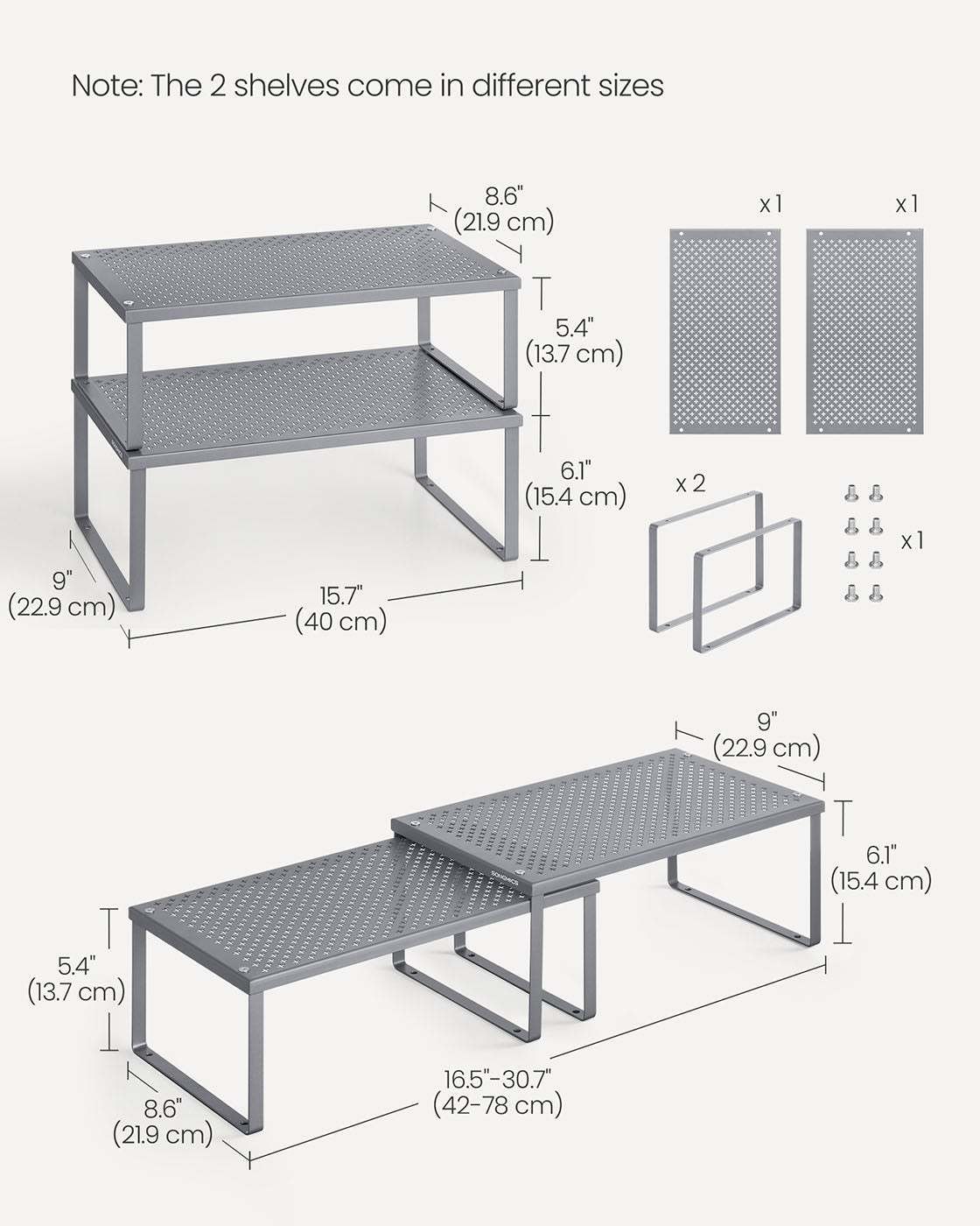 Set of 2 Metal Kitchen Spice Racks - HWLEXTRA 