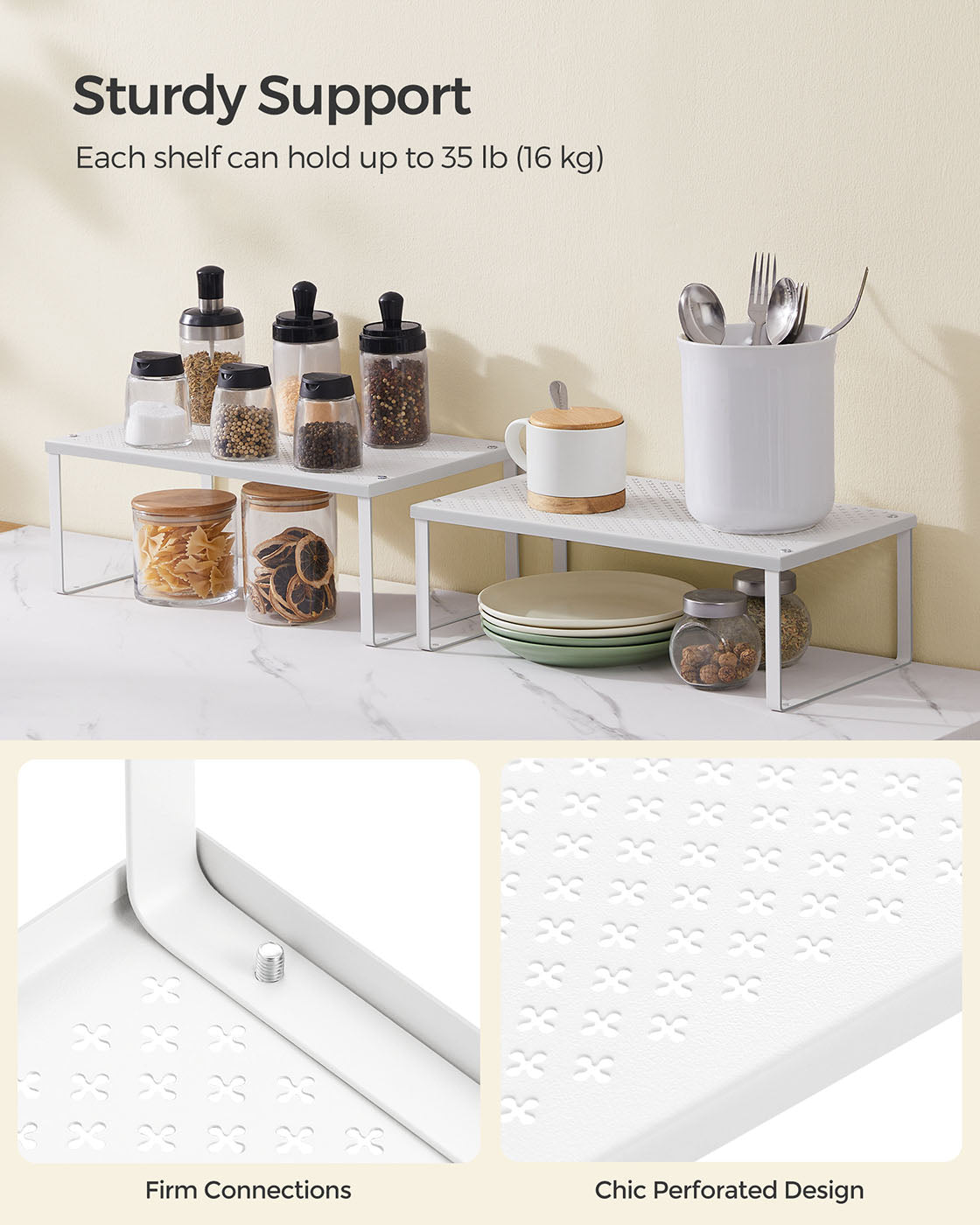 Set of 2 Metal Kitchen Spice Racks - HWLEXTRA 