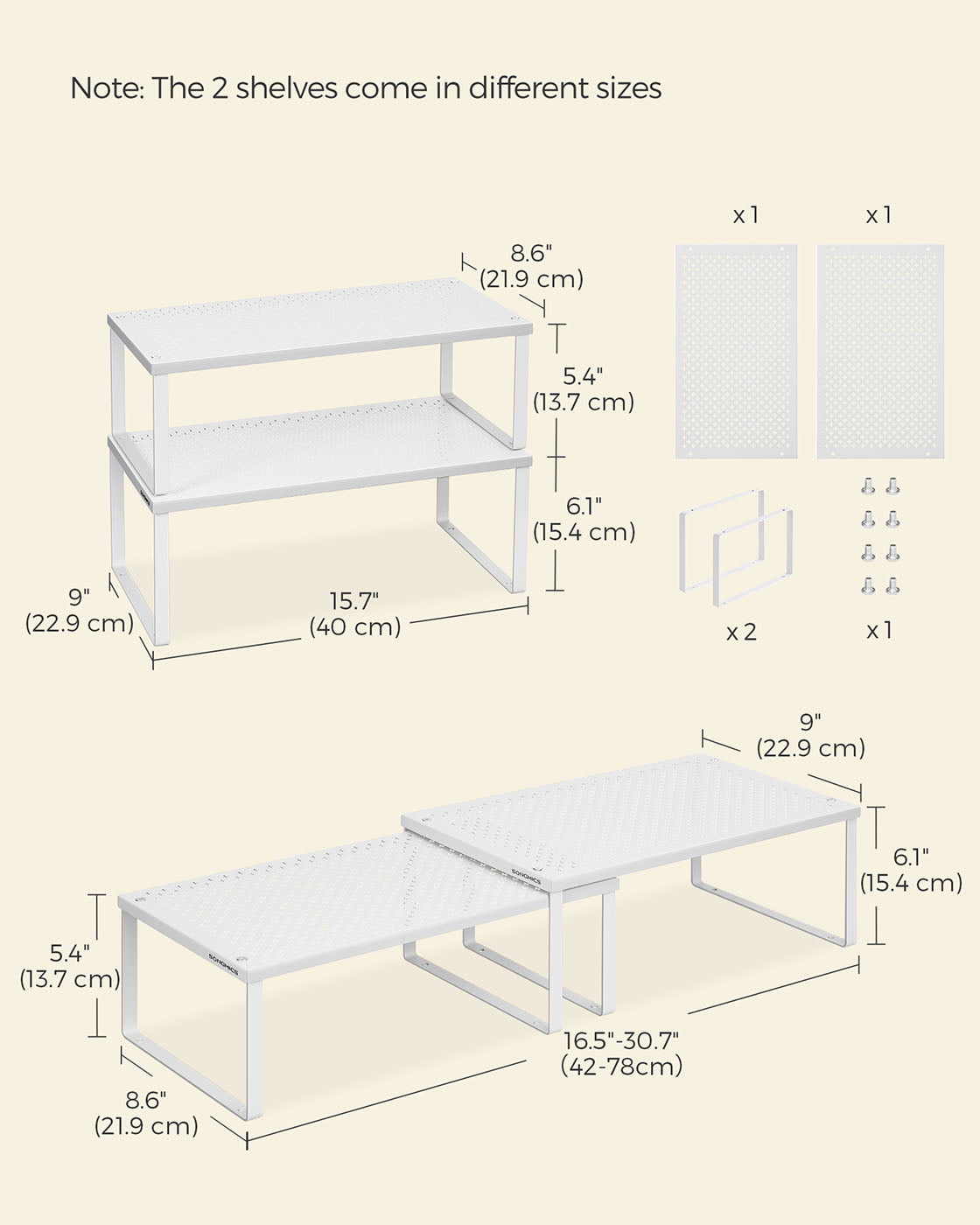 Set of 2 Metal Kitchen Spice Racks - HWLEXTRA 