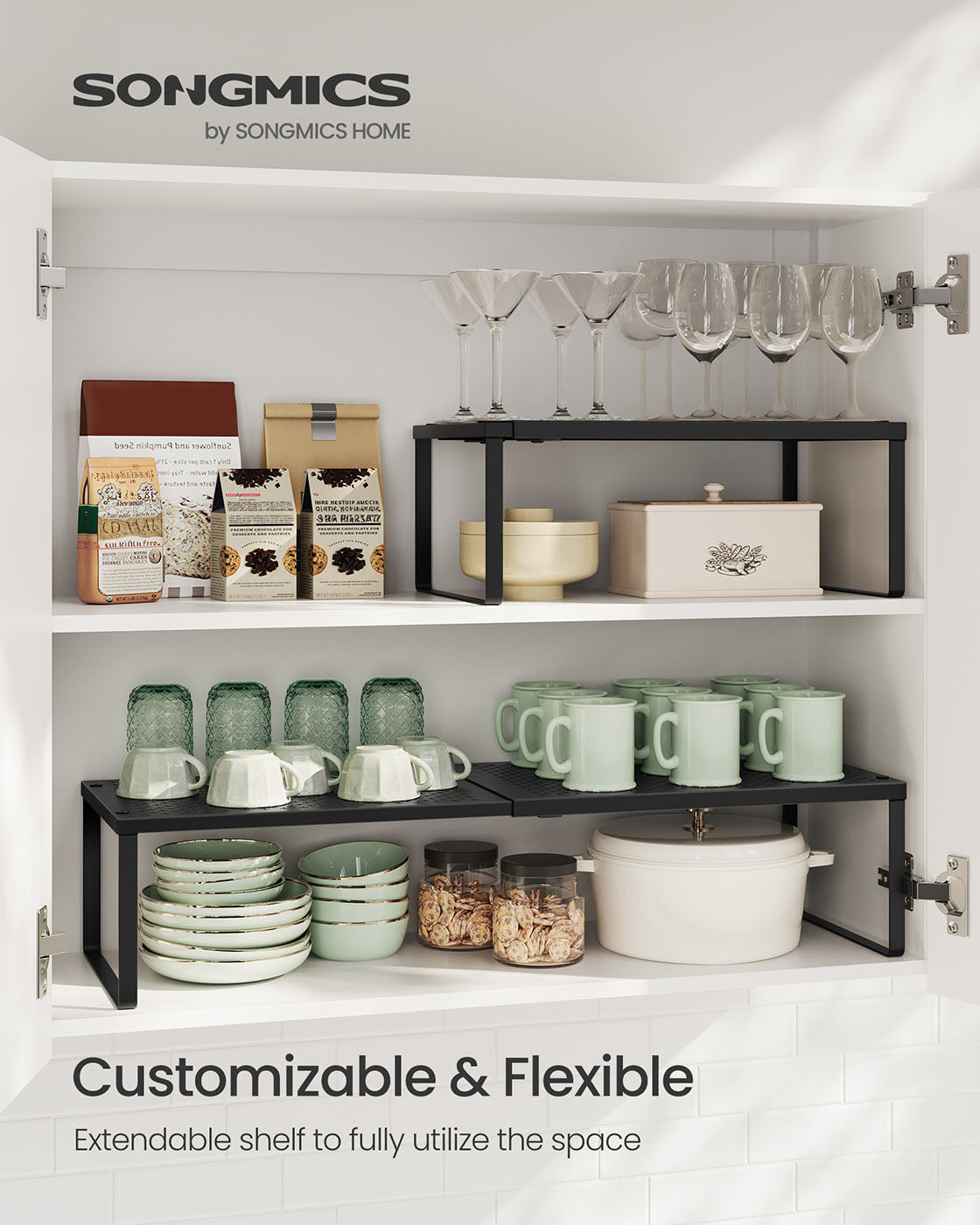 Set of 2 Expandable Kitchen Countertop Shelves