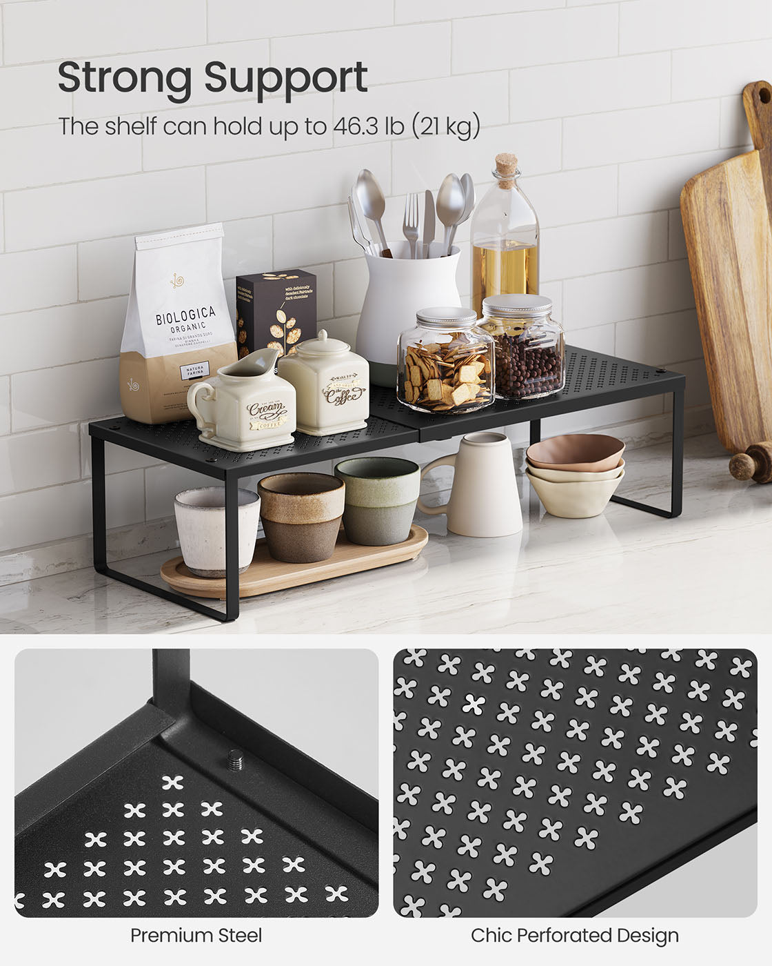 Set of 2 Expandable Kitchen Countertop Shelves