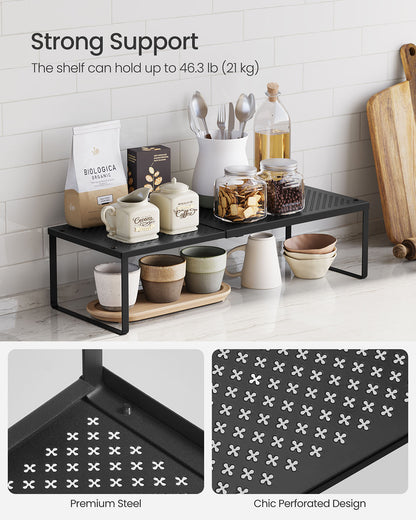 Set of 2 Expandable Kitchen Countertop Shelves