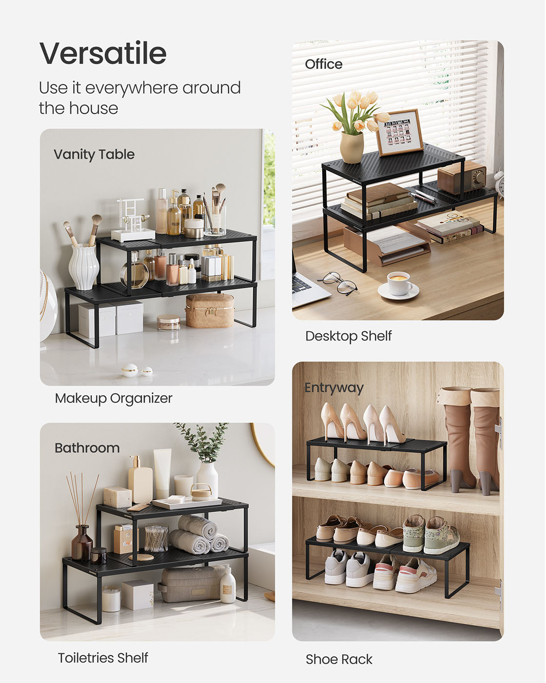 Set of 2 Expandable Kitchen Countertop Shelves