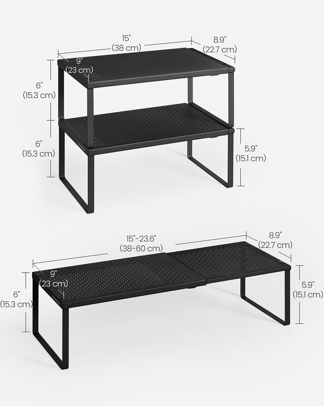 Set of 2 Expandable Kitchen Countertop Shelves