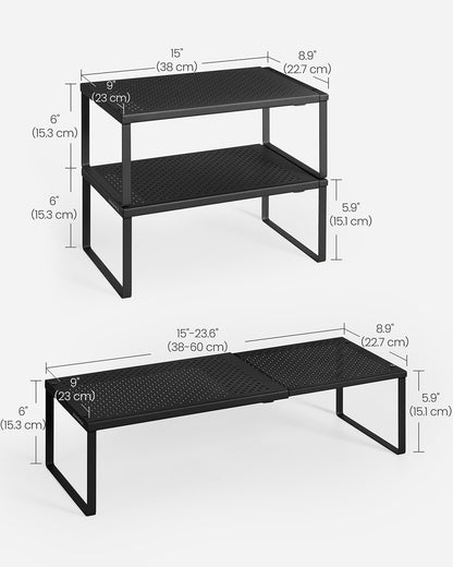 Set of 2 Expandable Kitchen Countertop Shelves
