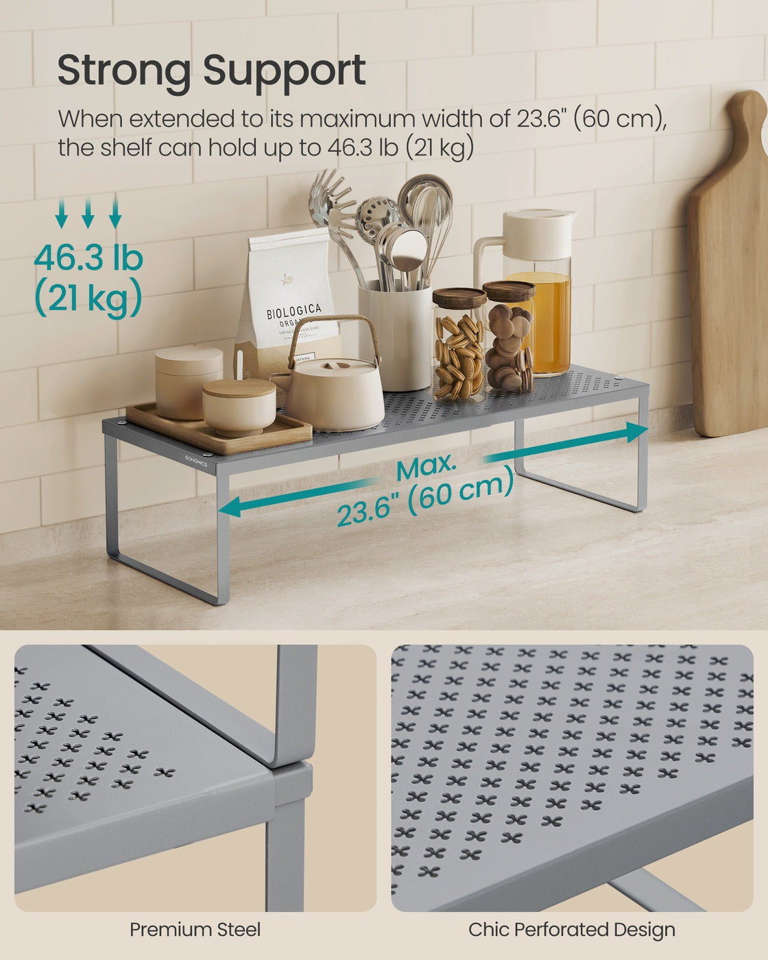 Set of 2 Expandable Kitchen Countertop Shelves