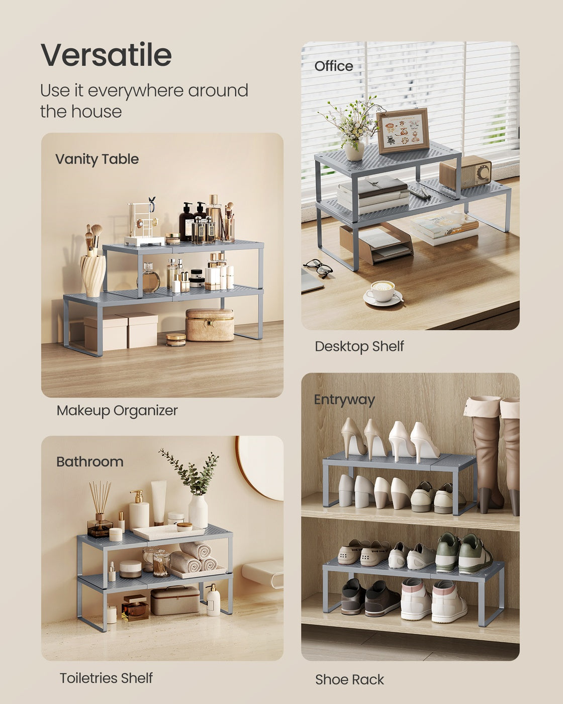 Set of 2 Expandable Kitchen Countertop Shelves
