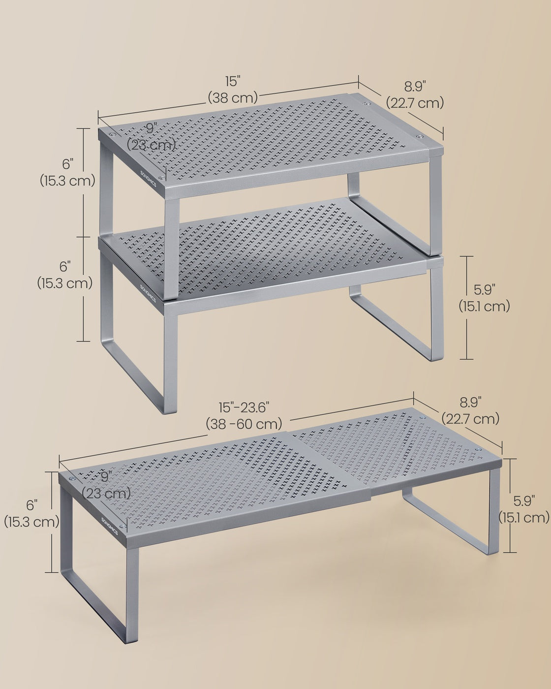 Set of 2 Expandable Kitchen Countertop Shelves