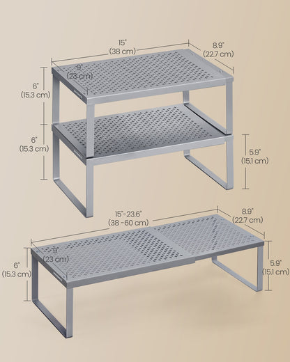 Set of 2 Expandable Kitchen Countertop Shelves