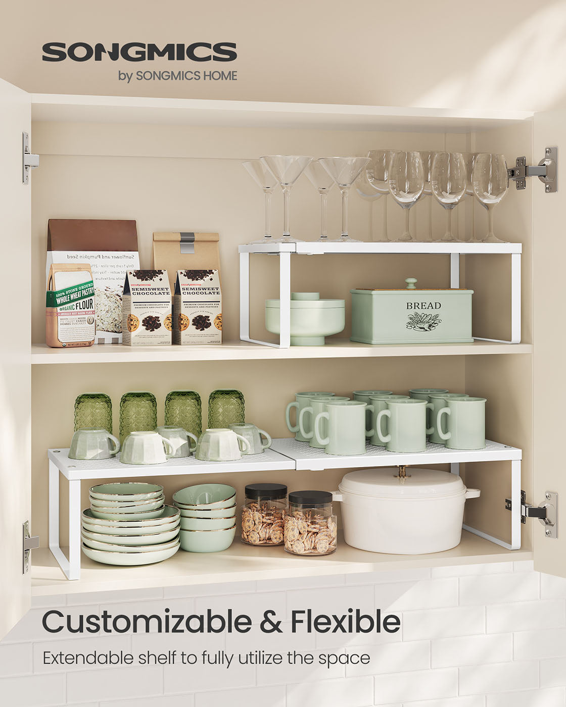 Set of 2 Expandable Kitchen Countertop Shelves