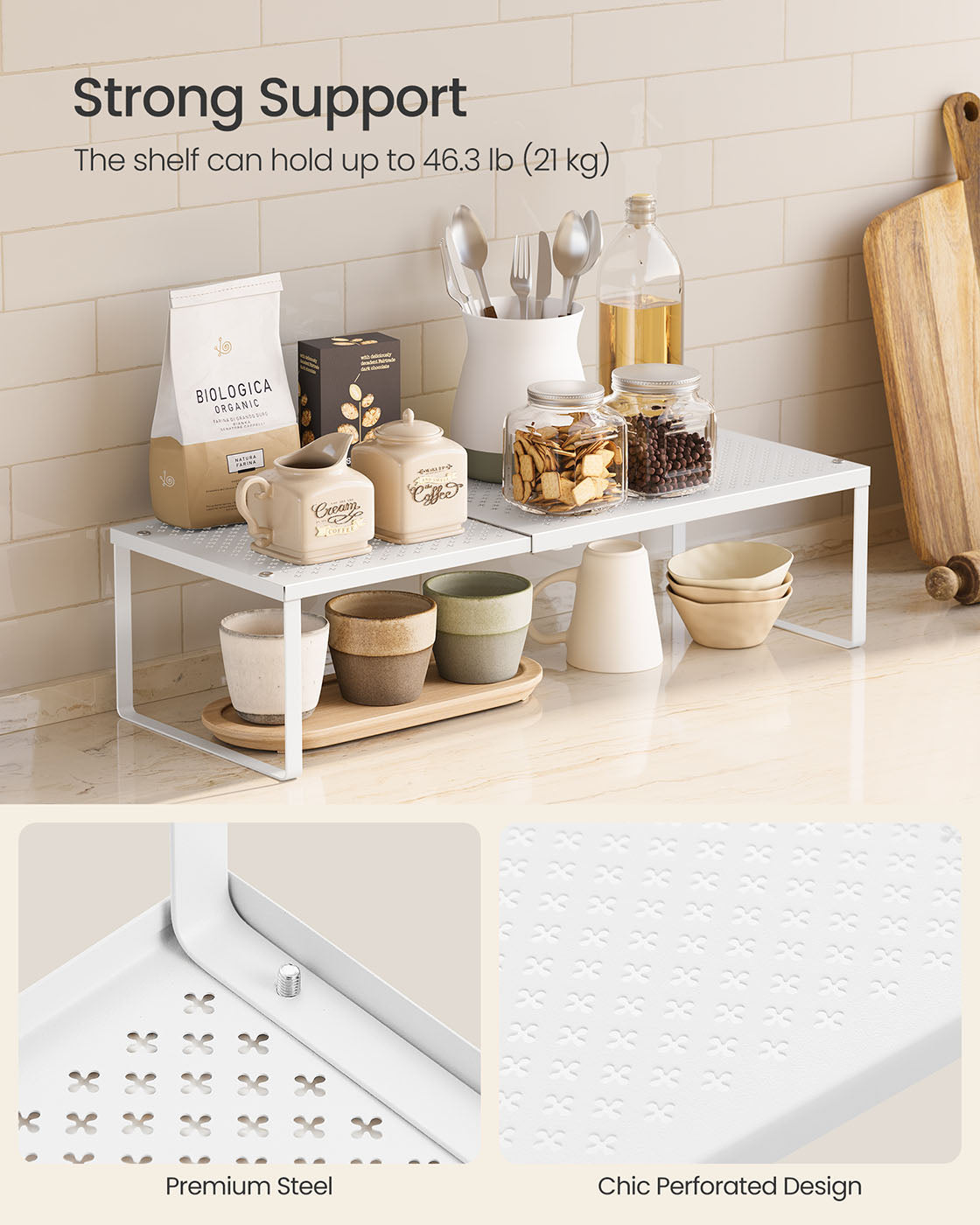 Set of 2 Expandable Kitchen Countertop Shelves