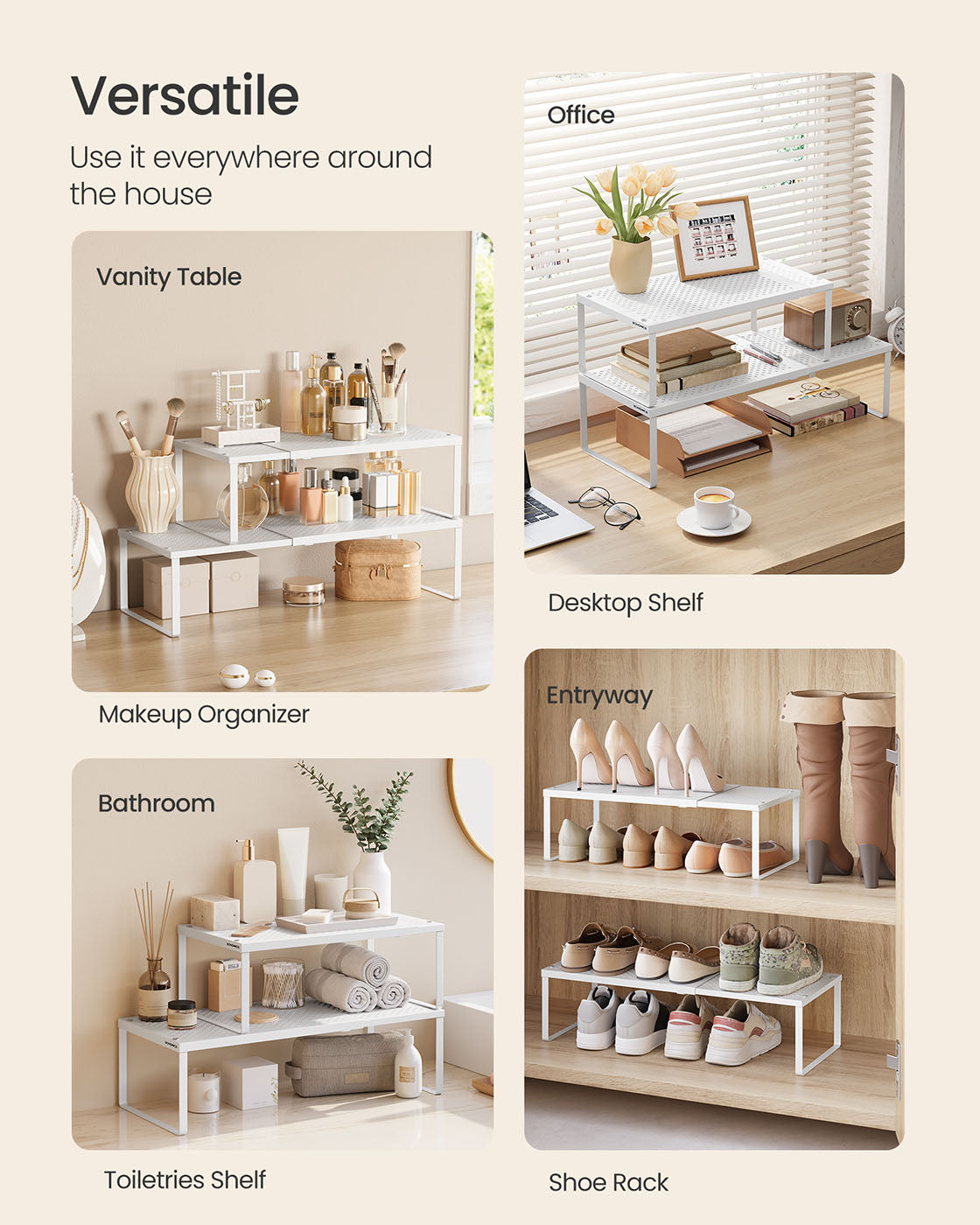 Set of 2 Expandable Kitchen Countertop Shelves