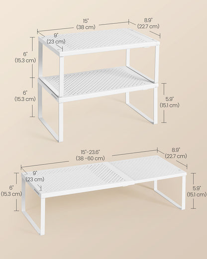 Set of 2 Expandable Kitchen Countertop Shelves
