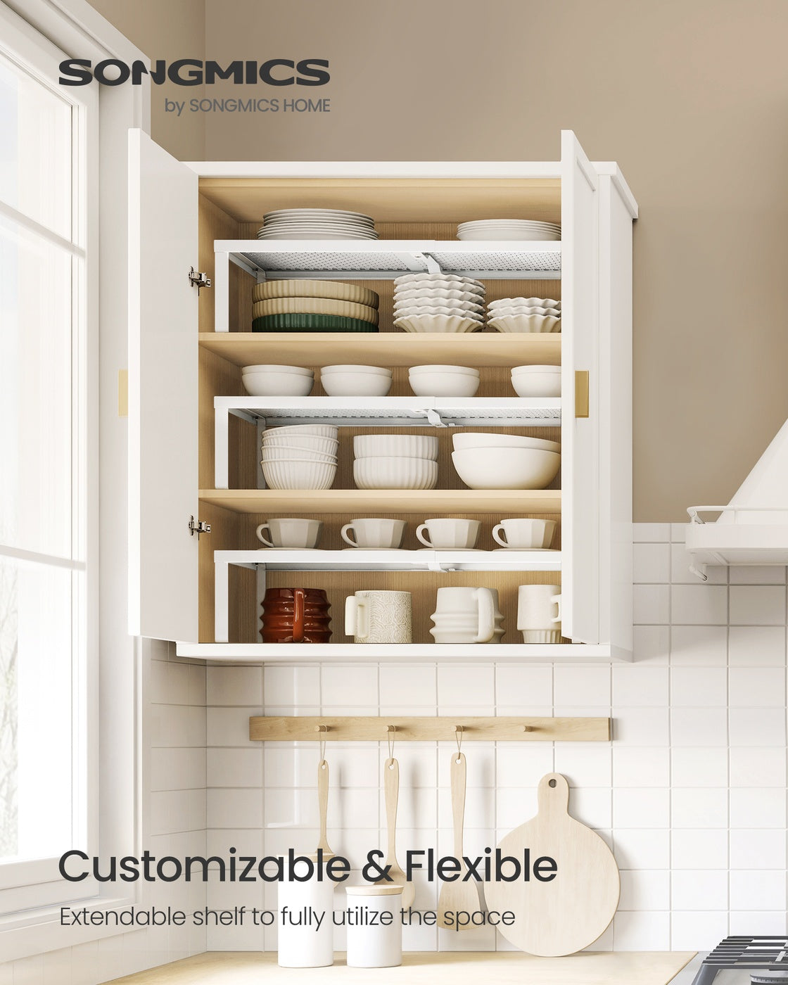 Set of 2 Expandable Kitchen Countertop Shelves