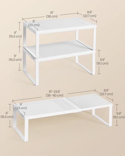 Set of 2 Expandable Kitchen Countertop Shelves