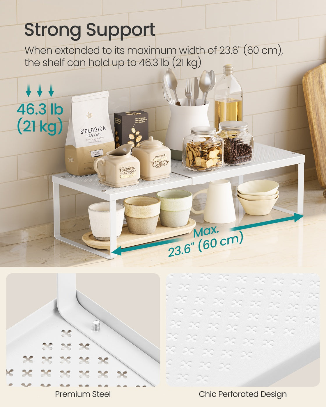 Set of 2 Expandable Kitchen Countertop Shelves
