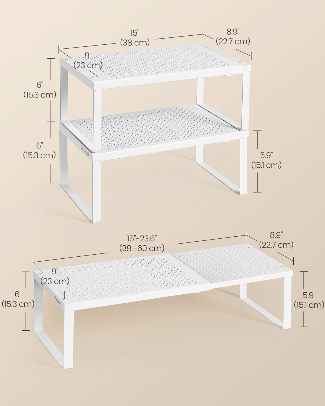 Set of 2 Expandable Kitchen Countertop Shelves
